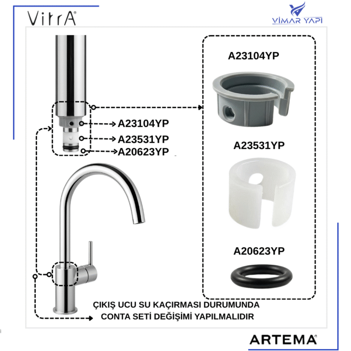 A20623YP  O-Ring 2x8 +A23104YP  Üst Yataklama Contası+A23531YP  Conta - Görsel 2