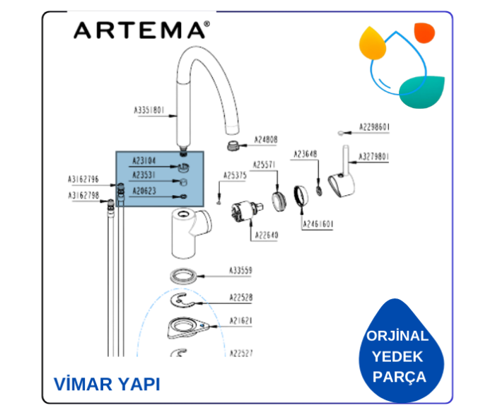 A20623YP  O-Ring 2x8 +A23104YP  Üst Yataklama Contası+A23531YP  Conta - Görsel 4