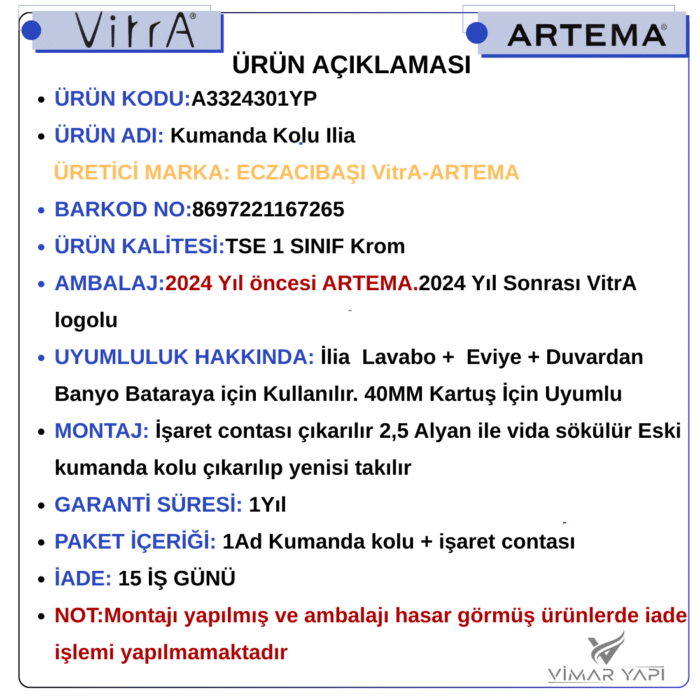 A3324301YP Kumanda Kolu Ilia - Görsel 7