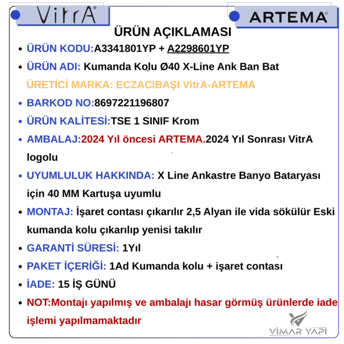 A3341801YP+A2298601YP Kumanda Kolu  X-Line Ank Ban Bat - Görsel 9