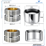 A2580101YP+A3304601YP Gr. Perlatör M22x1 Perlatör Nipeli Seti - Görsel 4