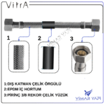 A3264502YP VitrA-ARTEMA.Flex Hortum G3/8 G3/8 50CM DN6 - Görsel 2