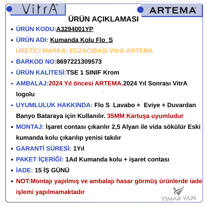 A3294001YP Kumanda Kolu Flo S - Görsel 5