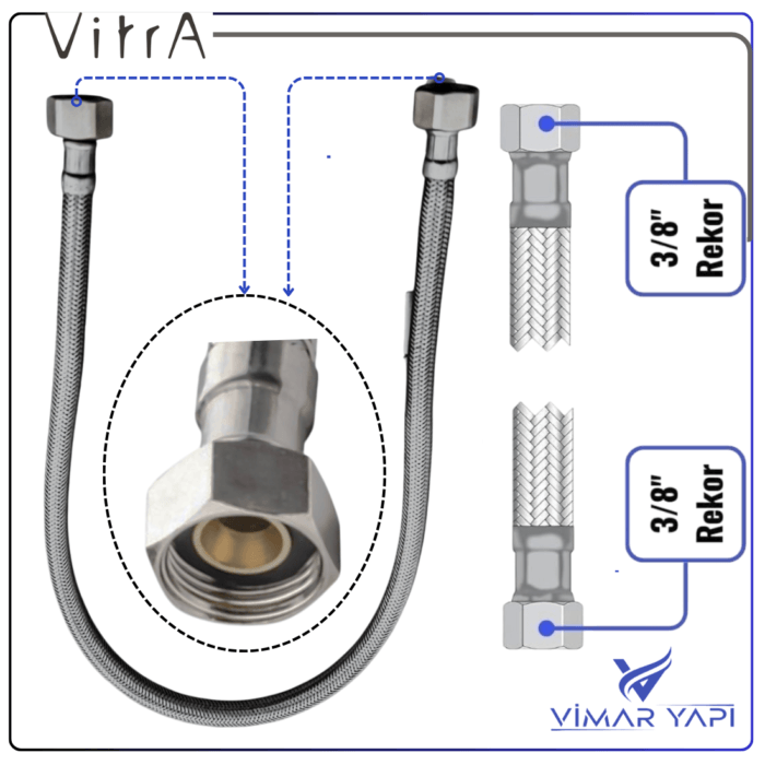GÜNCEL TASARIM (1100 x 1100 piksel) (4) A3264602YP VitrA-Artema.Flex Hortum G3/8 G3/8 60Cm DN6 - Görsel 3