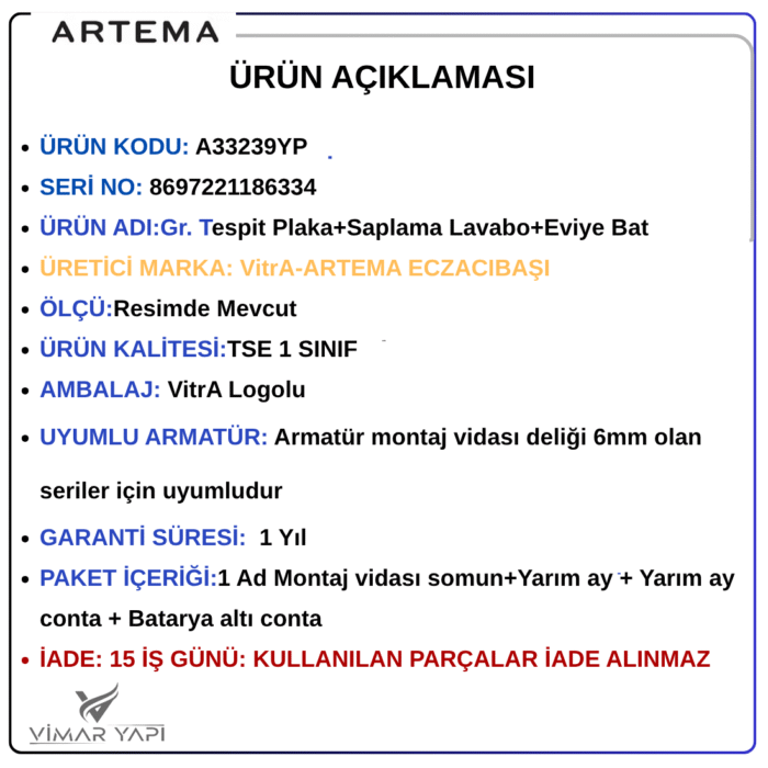 A33239YP111111111 A33239YP Gr. Tespit Plaka+Saplama Lavabo+Eviye Bat - Görsel 6