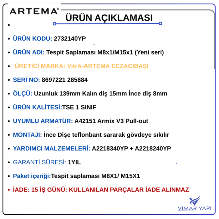 GÜNCEL TASARIM (1100 x 1100 piksel) (15) A2732140YP Tespit Saplaması M8x1/M15x1 (Yeni Seri) - Görsel 6