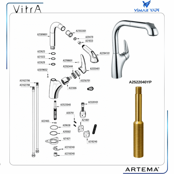 A2522040YP Tespit Saplaması M10x1/M15x1 (Eski seri) - Görsel 3