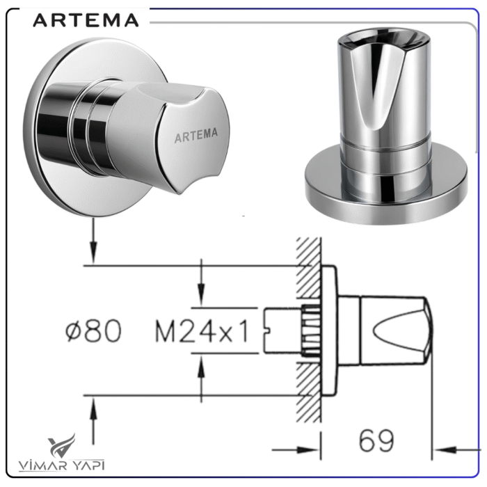 A41443 Ankastre Stop Valf-Sıva Üstü - Görsel 2