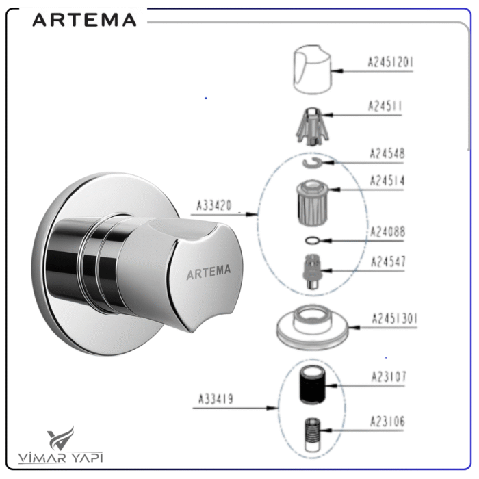 A41443 Ankastre Stop Valf-Sıva Üstü - Görsel 4