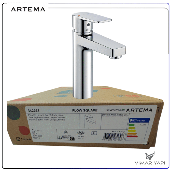 A42938 Artema Flow Square Lavabo Bataryası - Görsel 3