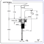 A42938 Artema Flow Square Lavabo Bataryası - Görsel 4