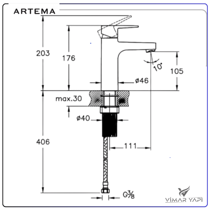 A42938 Artema Flow Square Lavabo Bataryası - Görsel 4