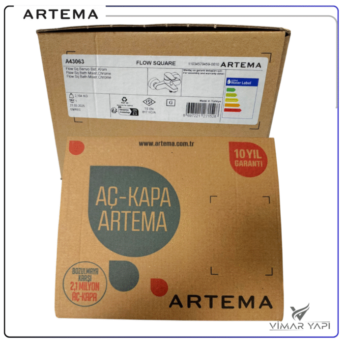 Artema A43063 Flow Square Krom Banyo Bataryası - Görsel 3