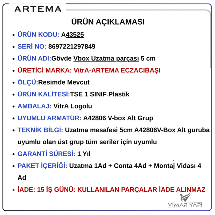 A435252222222 A43525 V-box Uzatma parçası 5Cm - Görsel 9