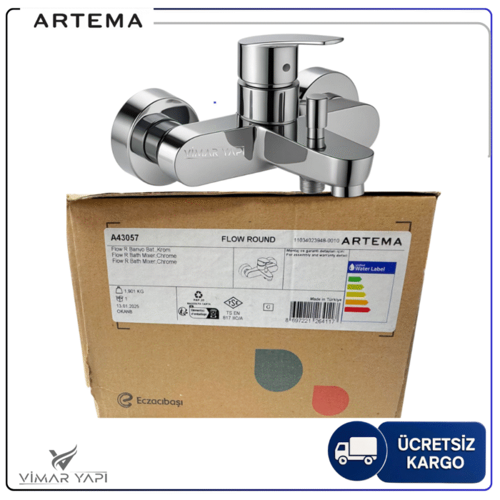 A43057 Artema Flow Round Banyo Bataryası Krom - Görsel 3
