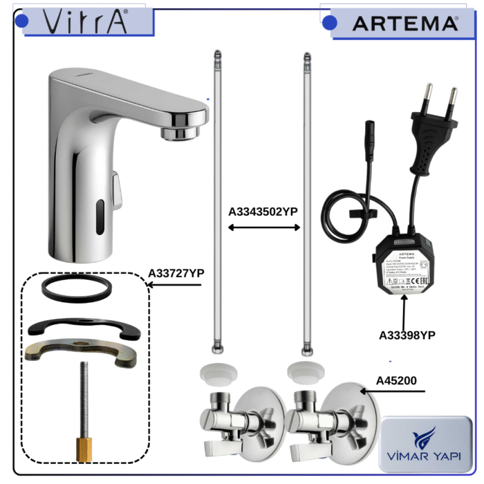 A47122 Root Round Temassız Lavabo Bataryası (Çift Su Girişli) - Görsel 2