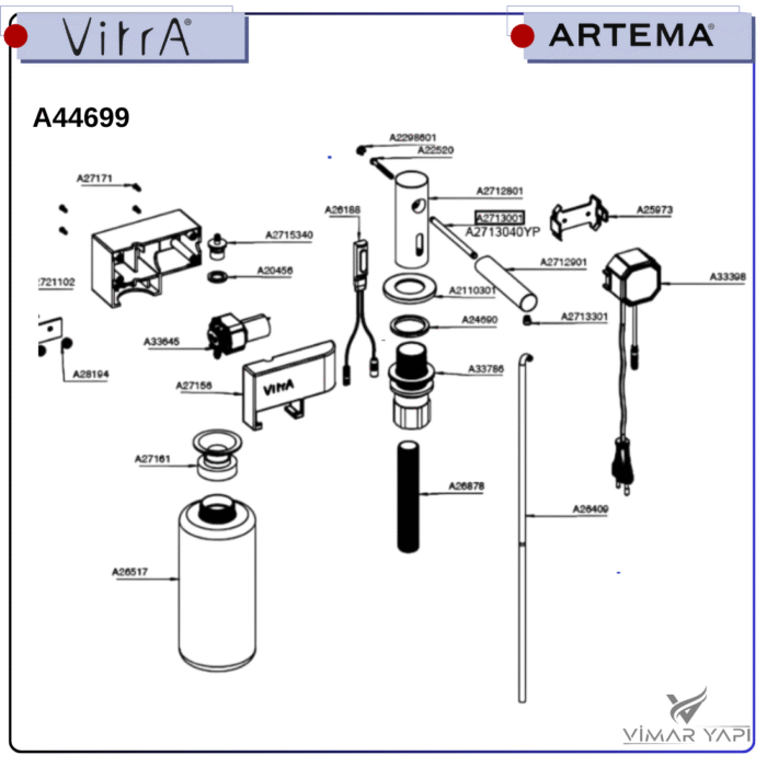A26188YP Sensör Sıvı Sabunluk Kısa M.1200mm (A44699) - Görsel 5