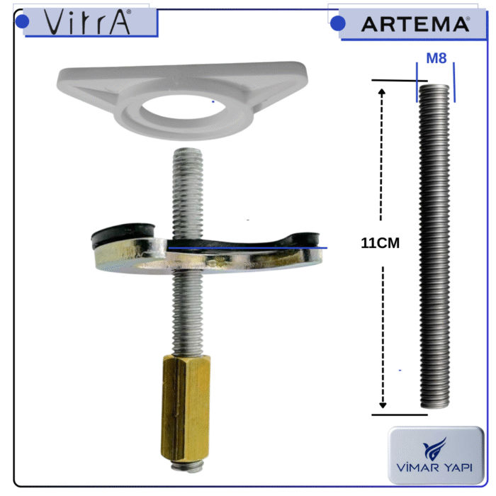 A33308YP Gr. Tespit Plaka+Saplama M8/L=110 - Görsel 1