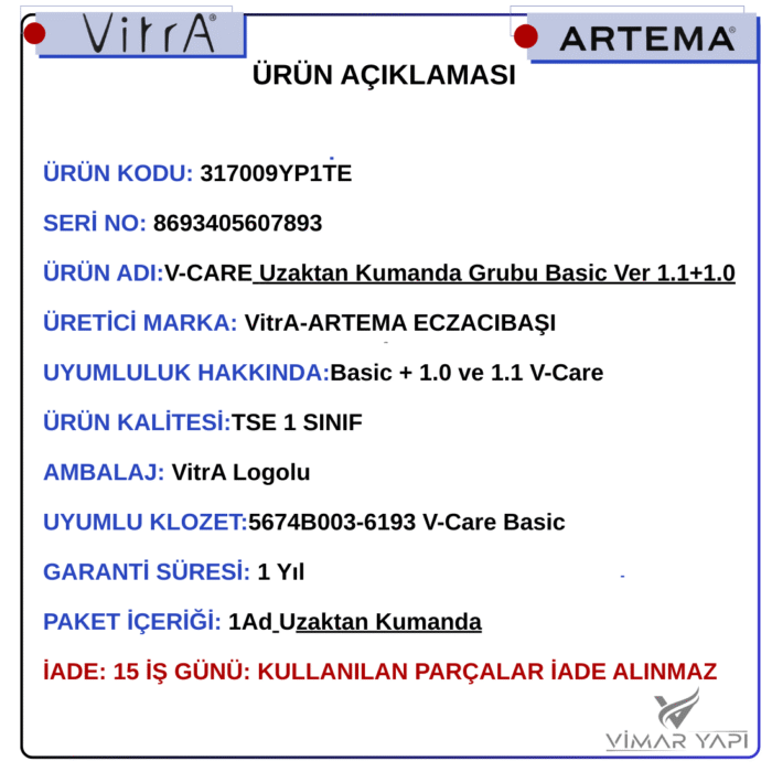 GÜNCEL TASARIM (1100 x 1100 piksel) (4) 317009YP1TE V-CARE Uzaktan Kumanda Grubu Basic Ver 1.1+1.0 - Görsel 6