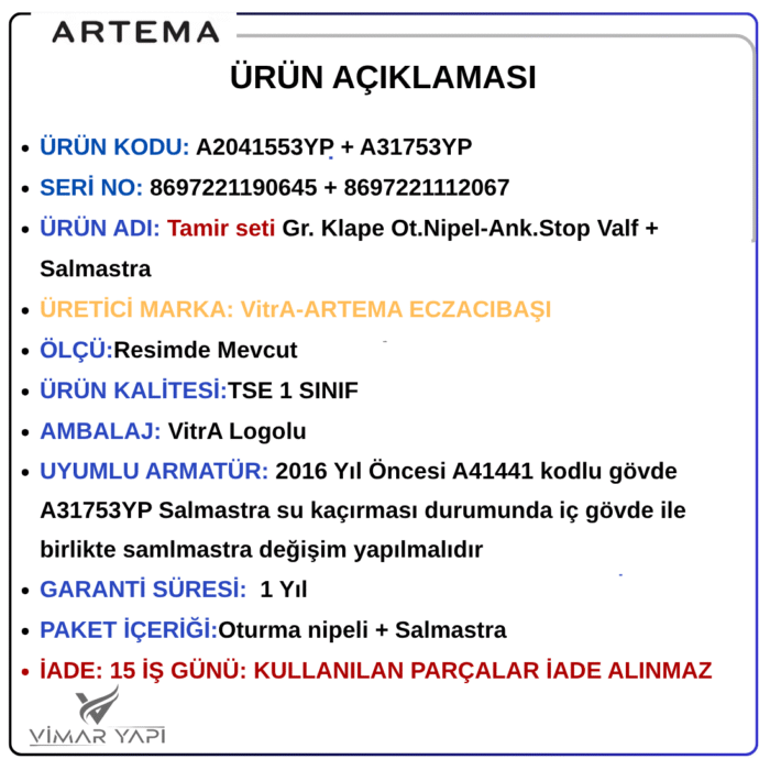 GÜNCEL TASARIM (1100 x 1100 piksel) (4) A2041553+A31753YP Ankastre Taharet vana Tamir seti - Görsel 4