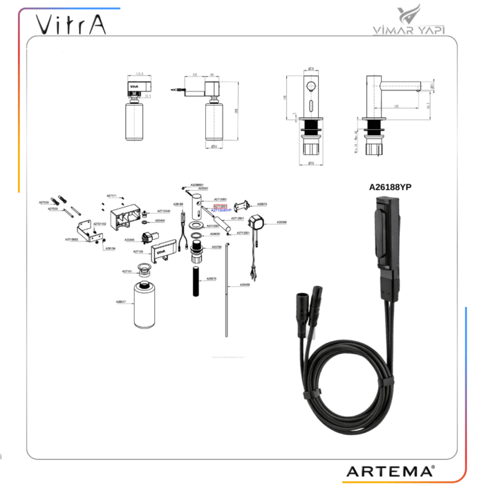 A26188YP Sensör Sıvı Sabunluk Kısa M.1200mm (A44699) - Görsel 4