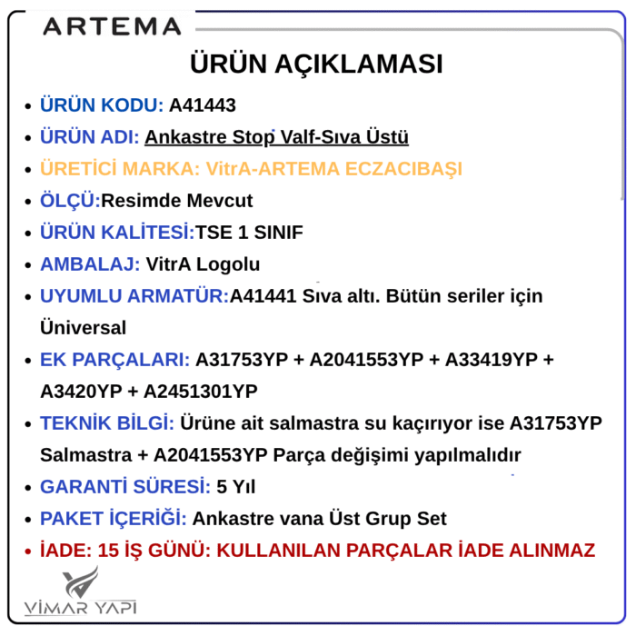 A41443 Ankastre Stop Valf-Sıva Üstü - Görsel 3