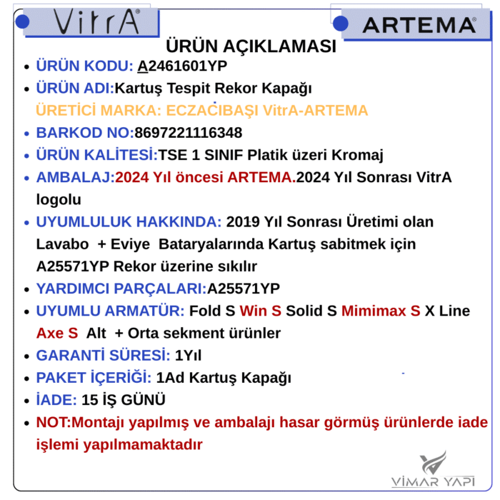 A2461601YP Kartuş Tespit Rekor Kapağı - Görsel 5