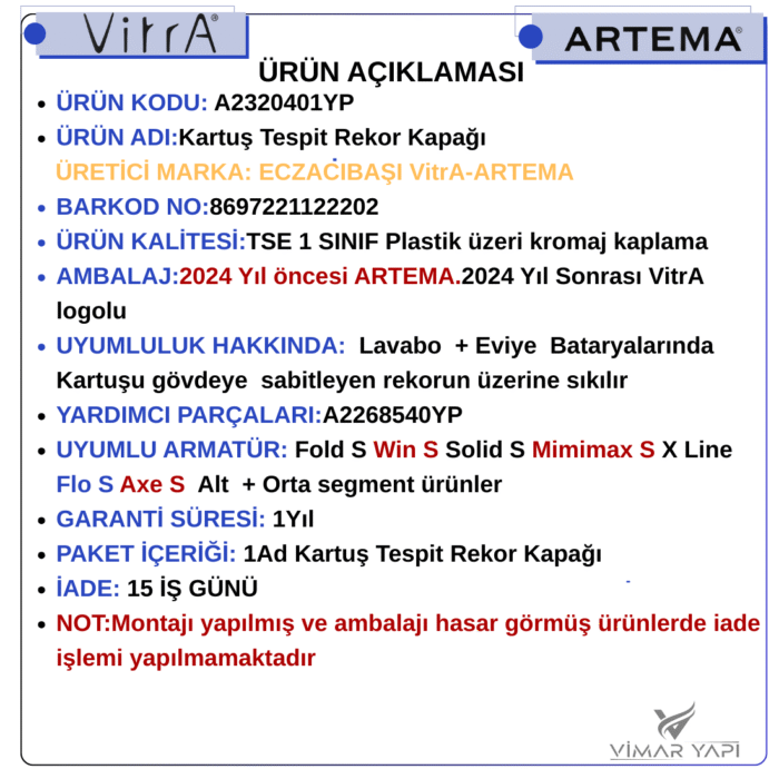 A2320401YP Kartuş Tespit Rekor Kapağı - Görsel 5