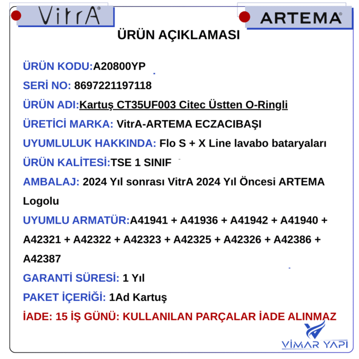 GÜNCEL TASARIM (1100 x 1100 piksel) (20) A20800YP Kartuş CT35UF003 Citec Üstten O-Ringli - Görsel 7