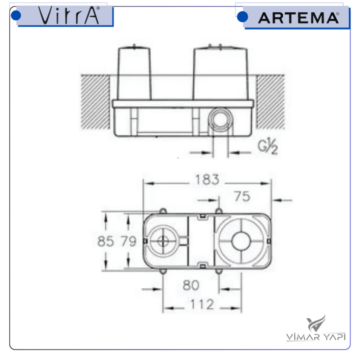 A42230 Ankastre Lavabo Bataryası Sıva altı seti - Görsel 5