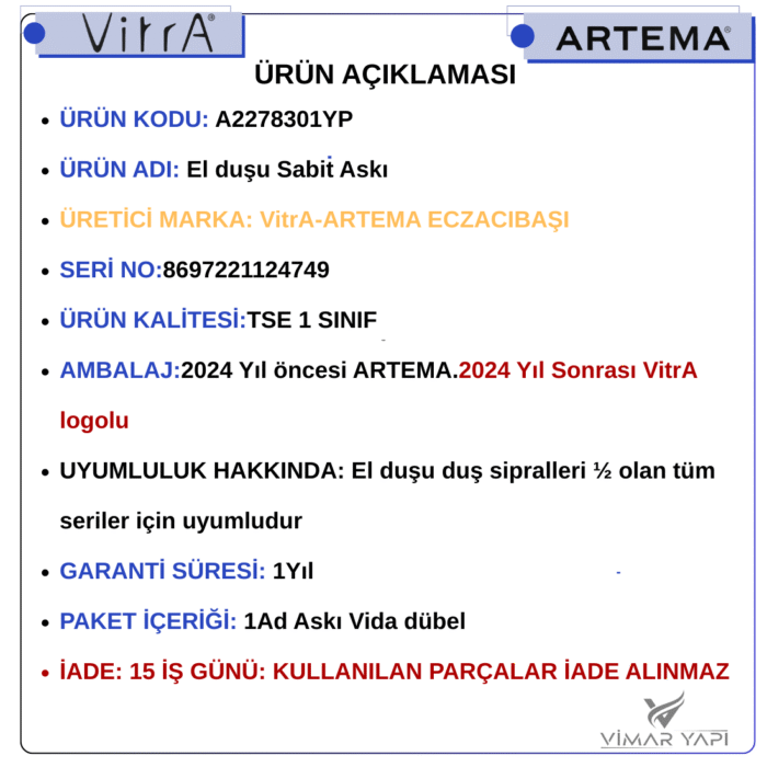 GÜNCEL TASARIM (1100 x 1100 piksel) (3) A2278301YP El duşu Uyumlu Sabit Askı - Görsel 7