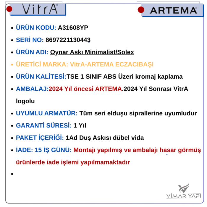 A31608YP Oynar Askı Minimalist/Solex - Görsel 6