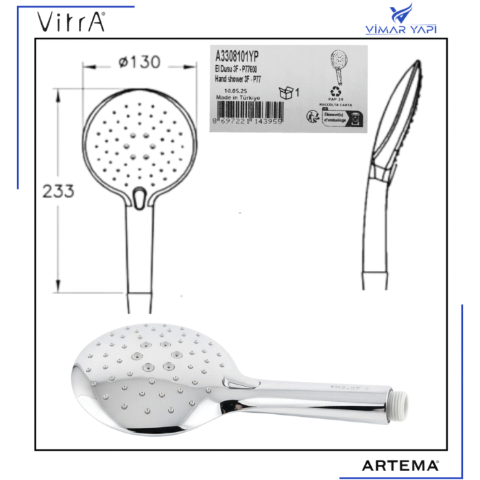 A3308101YP El Duşu 3 Fonksiyonlu P77600 - Görsel 2