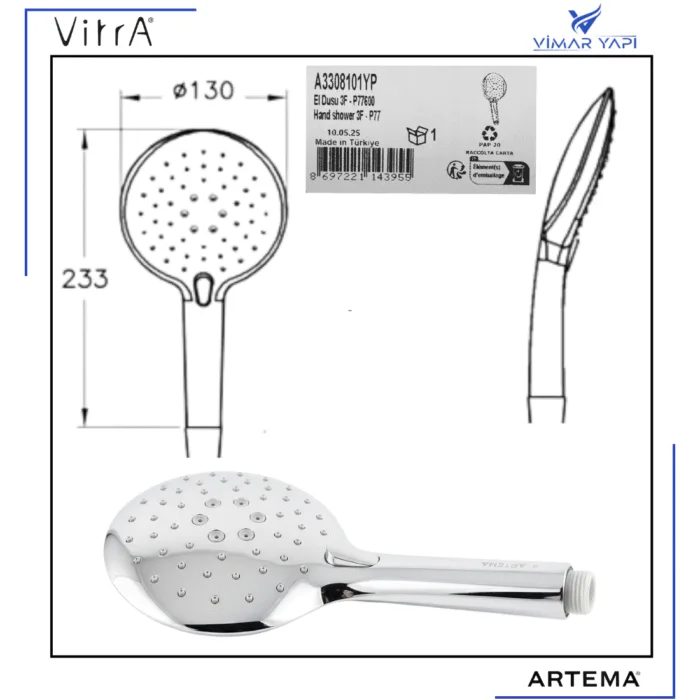 A3308101YP El Duşu 3 Fonksiyonlu P77600 - Görsel 2