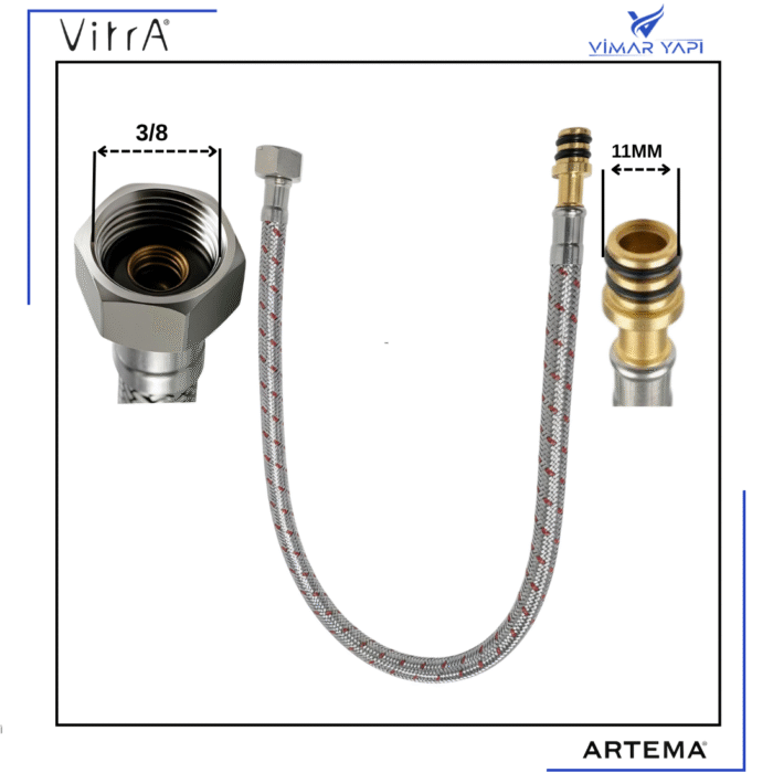 GÜNCEL TASARIM (1100 x 1100 piksel) (21) A3243598YP Fleks Kırmızı Q105xG3/8 L500DN6 Ø8 Nipel - Görsel 2