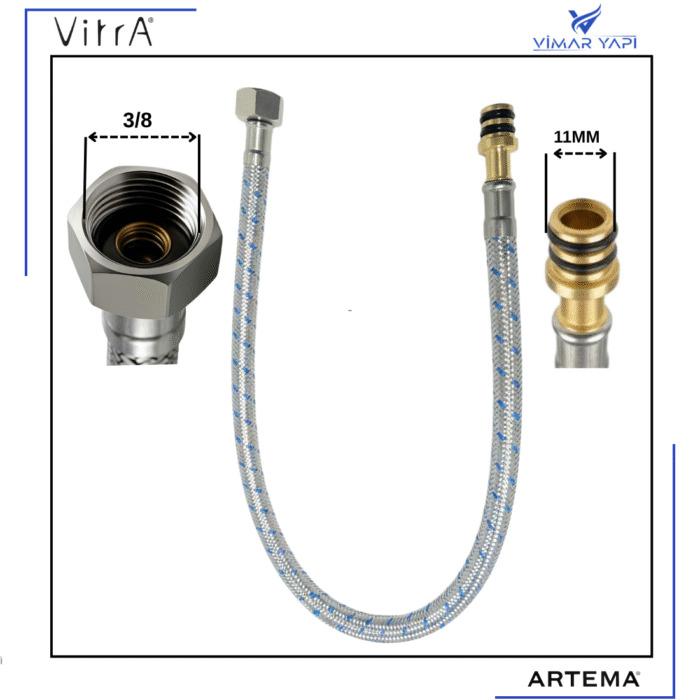 GÜNCEL TASARIM (1100 x 1100 piksel) (23) A3243596YP Fleks Mavi Q105xG3/8 L500 DN6 Ø8 Nipel - Görsel 2