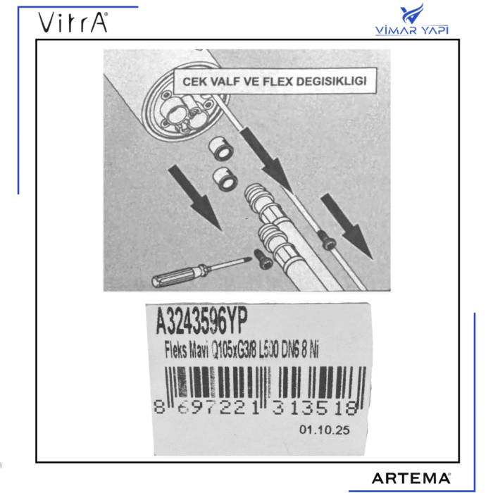 GÜNCEL TASARIM (1100 x 1100 piksel) (25) A3243596YP Fleks Mavi Q105xG3/8 L500 DN6 Ø8 Nipel - Görsel 3