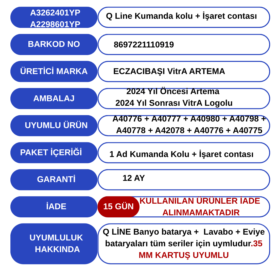 A3262401YP QLine Kumanda kolu +A2298601YP İşaret contası 1 GUNCEL TASARIM 1100 x 1100 piksel 26