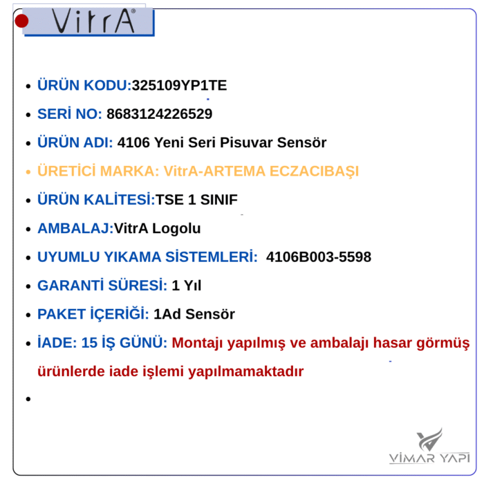 325109YP1TE 4106 Yeni Seri Pisuvar Sensör (325110YP1TE) - Görsel 7