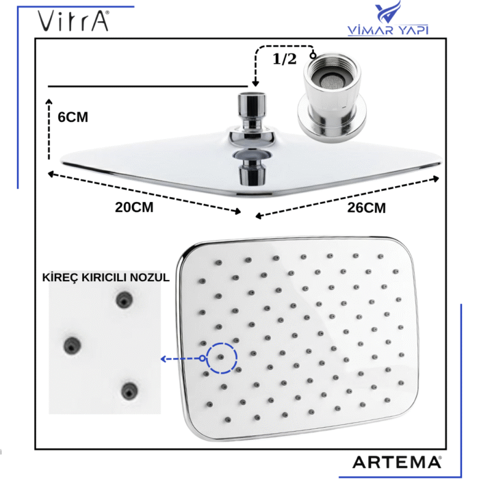 A3360301YP  Duş Başlığı 7242 (26x20) - Görsel 2