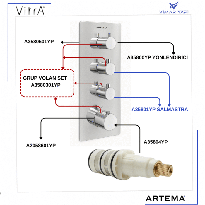 A35804YP Termostatik Kartuşu A47189 Hiera - Görsel 2