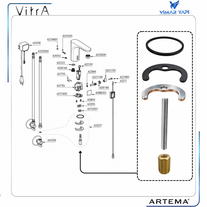 A33727YP Gr. Tespit Plaka+Saplama M8/L=70+Filtre - Görsel 5