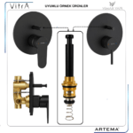 A3298092YP Ankastre Duş Kumanda Neoperl Siyah - Görsel 2