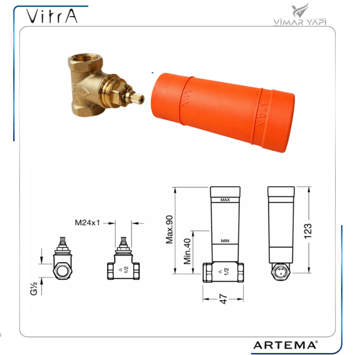 A41441 Ankastre Stop Valf (Sıva Altı Grubu) 1/2 - Görsel 3