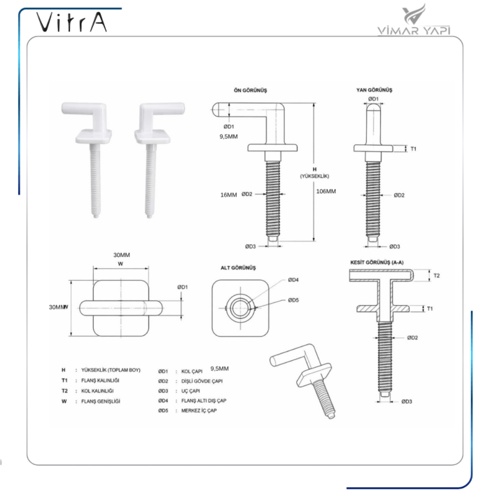 423742YP1TE Plastik Kapak Menteşe (19.23.70) - Görsel 2
