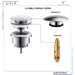 A36579YP Sifon Üst Grup Su Tıkacı Click Clack Uzun - Görsel 2