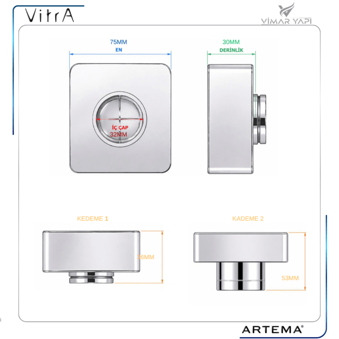 A33646YP Gr. Rozet Mid Square - Görsel 3