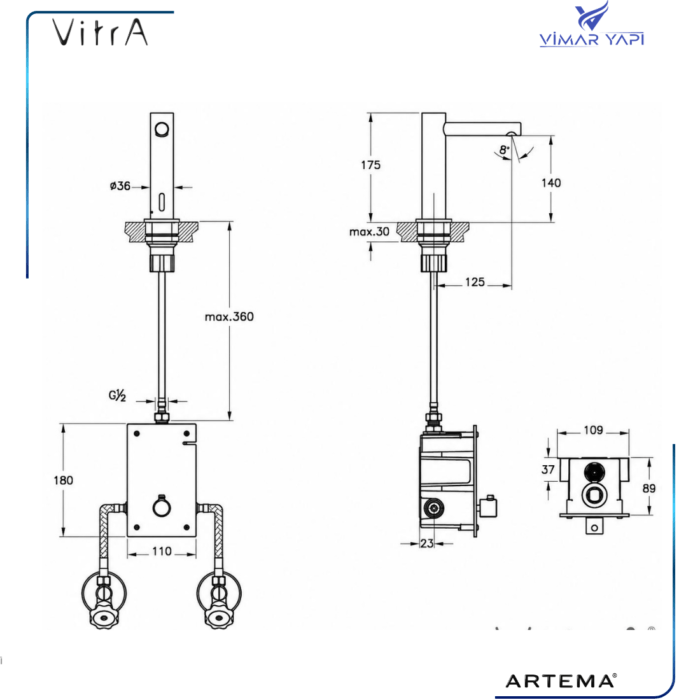 A47214 Origin Temassız Lavabo Bataryası - Elektrik Pilli - Görsel 4