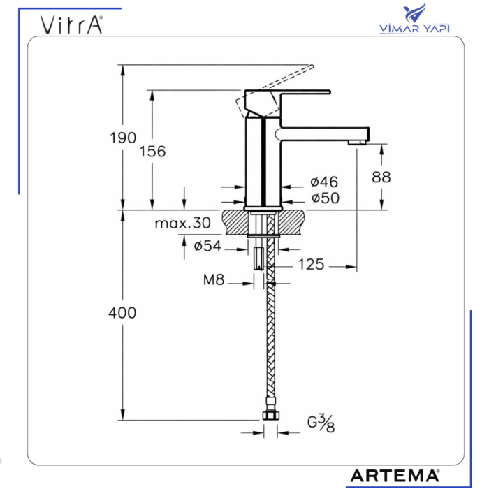 A41936 Artema Flo S Lavabo Bataryası - Görsel 3