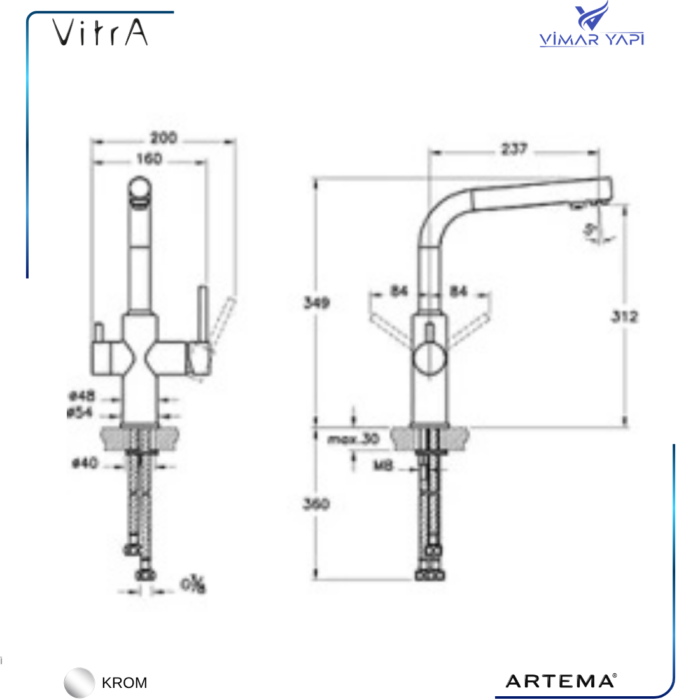 A42144 Arıtmalı Split Dual Flow Eviye Bataryası - Görsel 4